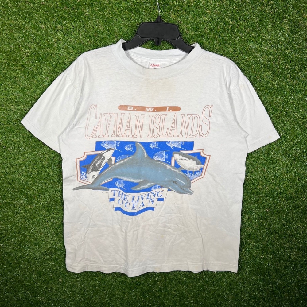 Vintage Sherry's Best Cayman Islands Dolphin Graphic T-Shirt White Medium 90s